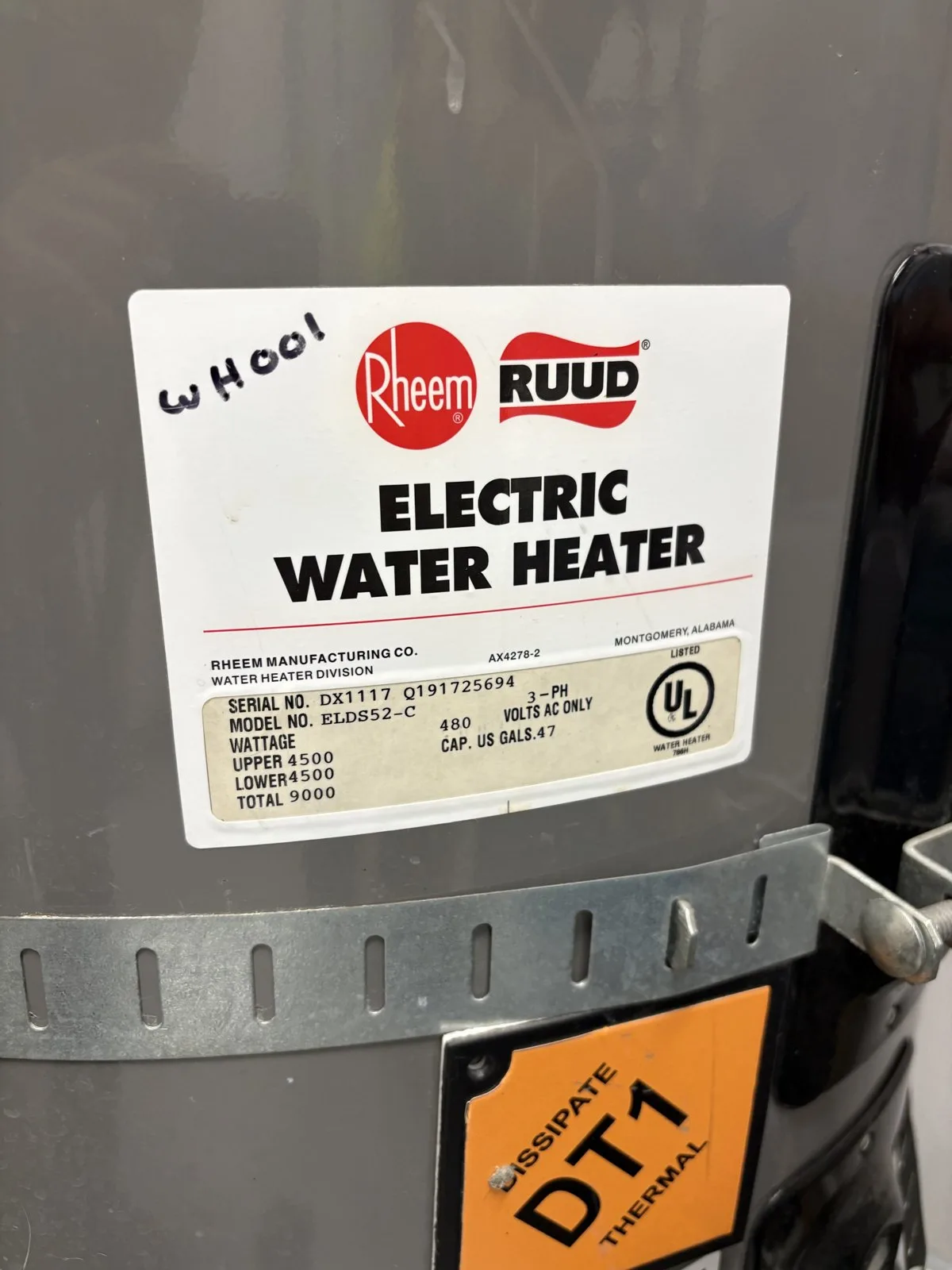 480-volt Rheem replaced with A.O. Smith DEN-52 at Montclair medical building